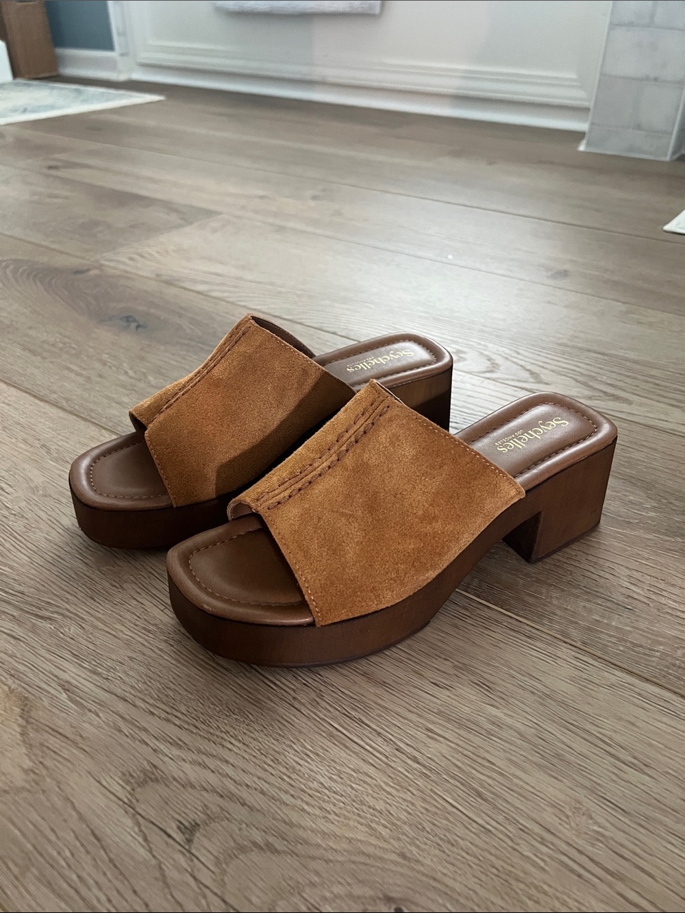 Seychelles Suede Block Heel Sandals